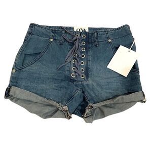 NEW One Teaspoon Vixen Superfreaks Lace Up Low Waist Denim Shorts Festival 25